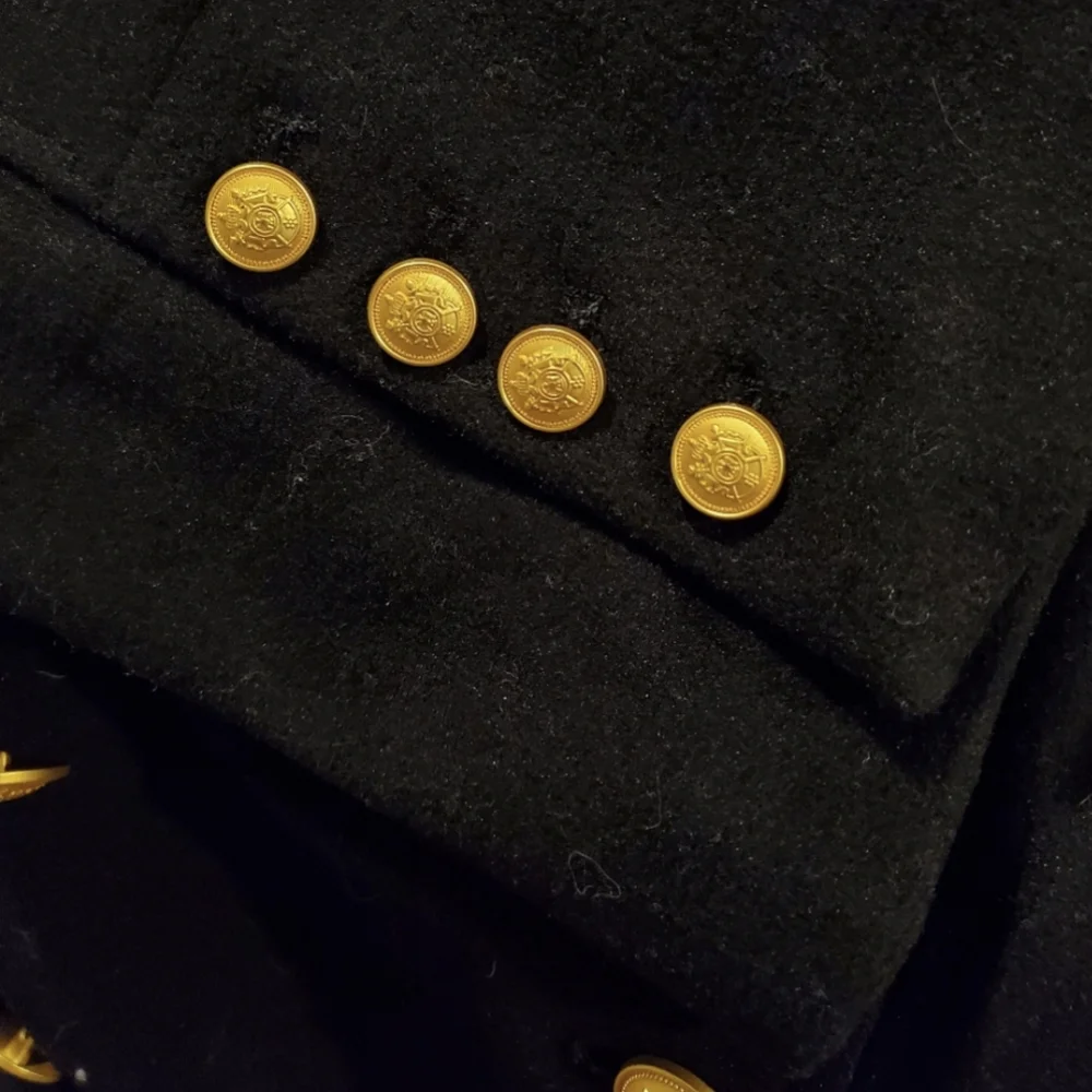 Rebecca Minkoff Black Wool Military Peacoat